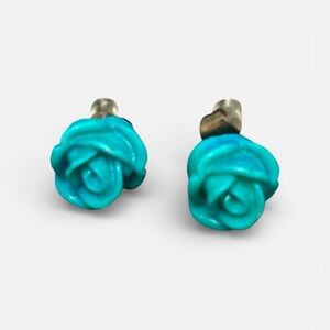 Elegant Turquoise Rose Earrings